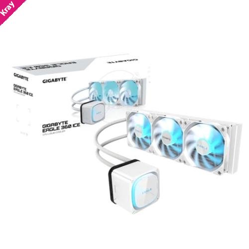 GIGABYTE EAGLE 360 ICE 360mm alu rad, 3x120mm ARGB fans 600-2000RPM, Intel 1851/1700/115X/1200 AMD AM5/AM4, copper pump 3200RPM, 400mm tube