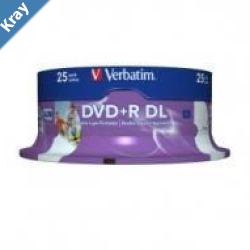Verbatim DVDR DL 8.5GB 25Pk White Wide Inkjet 8x