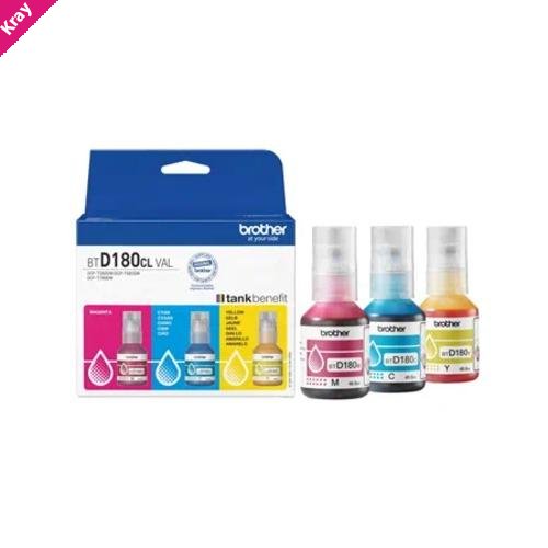 Brother *NEW* BTD180 COLOUR VALUE PACK 1X CYAN, 1X MAGENTA, 1X YELLOW - for DCP-T580DW