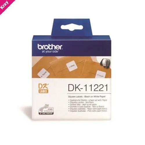 Brother DK-11221 - WHITE 23MM X 23MM DIE-CUT SQUARE PAPER LABEL 1000 LABELS PER ROLL