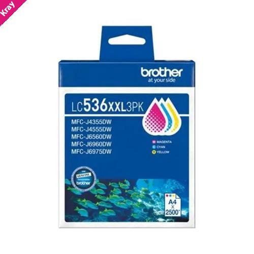 Brother *NEW* LC536XXL 3PK VALUE PACK  1X CYAN, 1X MAGENTA, 1X YELLOW