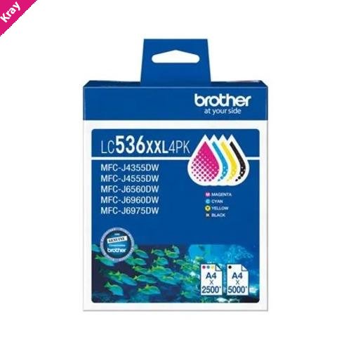Brother *NEW* LC536XXL 4PK VALUE PACK  1X BLACK, 1X CYAN, 1X MAGENTA, 1X YELLOW