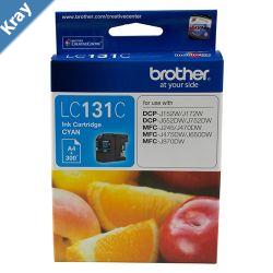 Brother LC131C  Cyan Ink Cartridge  to suit DCPJ152WJ172WJ552DWJ752DWMFCJ245J470DWJ475DWJ650DWJ870DW  up to 300 pages