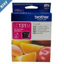 Brother LC131M Megenta Ink Cartridge  to suit DCPJ152WJ172WJ552DWJ752DWMFCJ245J470DWJ475DWJ650DWJ870DW  up to 300 pages