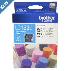 Brother LC133C Cyan Ink600pMFCJ6520DWJ6720DWJ6920DW and DCPJ4110DWMFCJ4410DWJ4510DW etc.