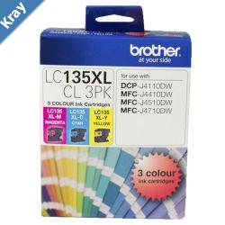 Brother LC135XL Colour Value Pack 1XCyan 1X Magenta 1X Yellow