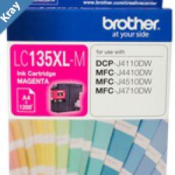 Brother LC135XLM Magenta Ink Cartridge MFCJ6520DWJ6720DWJ6920DW and DCPJ4110DWMFCJ4410DWJ4510DWJ4710DW  up to 1200 pages