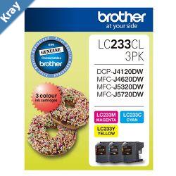 Brother LC233 3x Colour Value 3 Pack Cyan Magenta Yellow