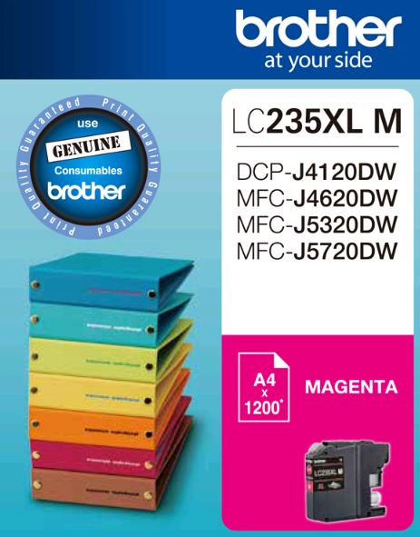 Brother LC235XL MS Magenta Ink Cartridge  DCPJ4120DWMFCJ4620DWJ5320DWJ5720DW  up to1200 pages