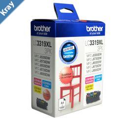 Brother LC3319XL  Colour Value Pack 1X Cyan 1X Magenta 1X YellowMFCJ5330DWJ5730DWJ6530DWJ6730DWJ6930DW  up to 3000 P