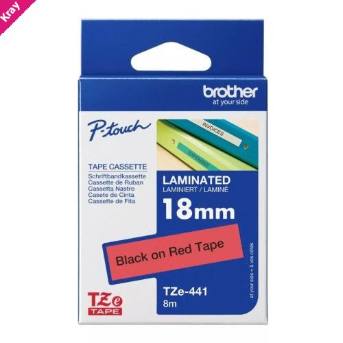 Brother TZE-441 18MM BLACK ON RED TZE TAPE