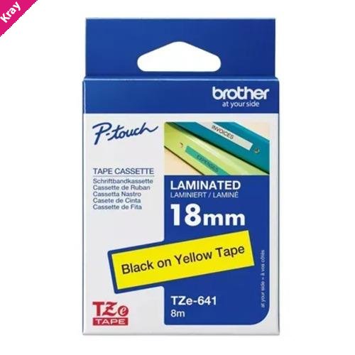 Brother 18mm Black on Yellow TZE Tape