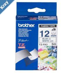 Brother 12MM Blue White Tape Fabric TZE Tape