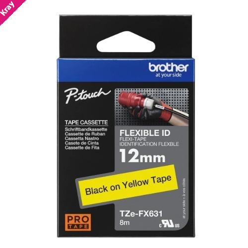 Brother TZE-FX631 12MM BLACK ON YELLOW FLEXIBLE TZE TAPE
