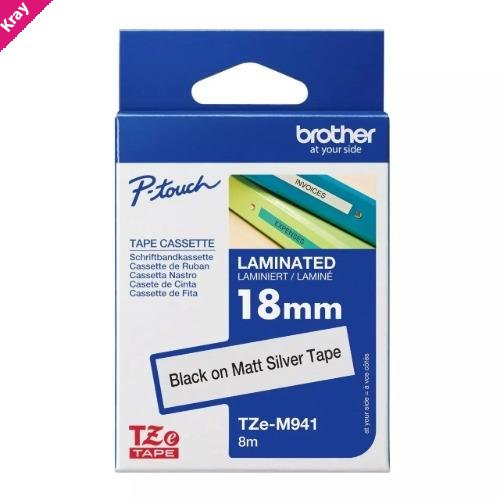 Brother 18mm Black on Silver Matt TZE Tape