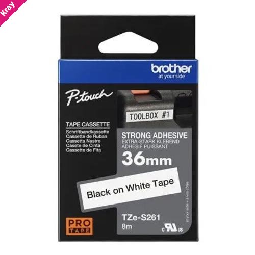 Brother 36MM BLACK ON WHITE STRONG ADHESIVE TZE TAPE