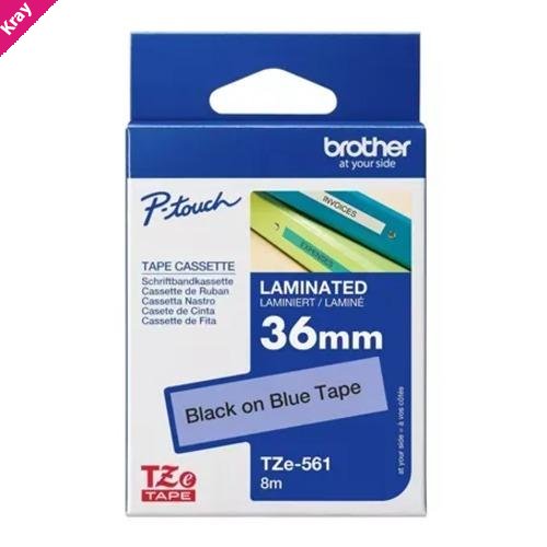 Brother TZE-561 - 36MM BLACK ON BLUE TZ TAPE