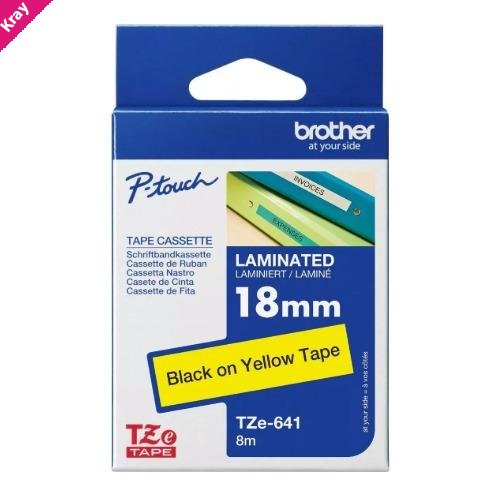Brother TZE-FX641 - 18MM BLACK ON YELLOW FLEXIBLE TZ TAPE