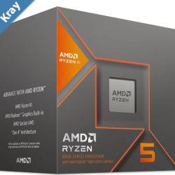 AMD Ryzen 5 8600G 6Cores12Threads 65 watts Max Freq 5.050Ghz 24MB Cache Wraith Stealth  Cooler Radeon Graphics