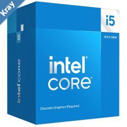 Intel i5 14400F CPU 3.5GHz 4.7GHz Turbo 14th Gen LGA1700 10Cores 16Threads 29.5MB 65W Graphics Card Required Retail Raptor Lake with Fan