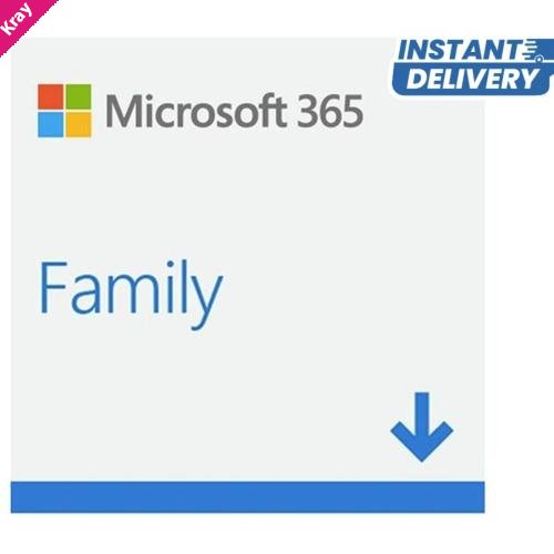 Microsoft M365 Family 2025 1 Year Subscription Retail Pack for 1-6 Users Medialess for PC Mac iOS Android