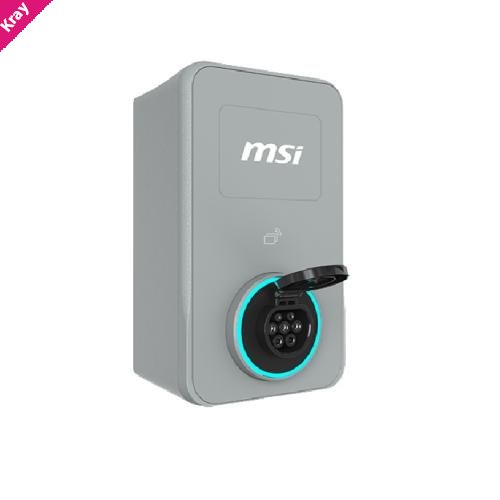 MSI ECO LIFE HOME 22kW (Gray), 22kW 3-phase 380–415V 32A; 7/11kW 1-phase; OCPP2.0.1; IP65/IK08; 5in display; WiFi; app; RFID opt