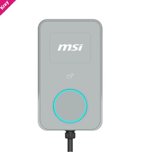 MSI Eco Life Max(OCPP) 22kW-Gray, 3-phase 380-415V, 32A, WiFi, OCPP2.0.1, IP65, LED circle, solar ready, app, RFID opt, LAN opt, tethered/socket, 2yr