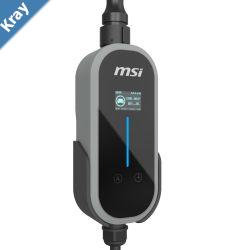 MSI EV Charger Grey Ezgo 10A15AHome kit Single Phase 230V 1PH 2.3KW  3.4KW 5M Type 2 Charging gun 1.8LCD  IP66 1.5T Bluetooth