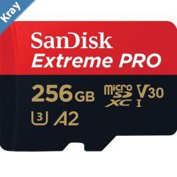 SanDisk Extreme Pro 256GB microSD SDXC SDXC UHSI 200MBs 140MBs V30 U3 A2 4K UHD Shock temperature water  Xray proof with SD Adaptor