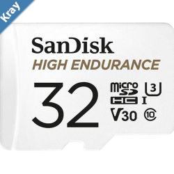 SanDisk High Endurance 32GB microSD 100MBs 40MBs 2.5K hrs 4K UHD C10 U3 V30 40C to 85C Heat Freeze Shock Temp Water Xray Proof SD Adapter 16GB