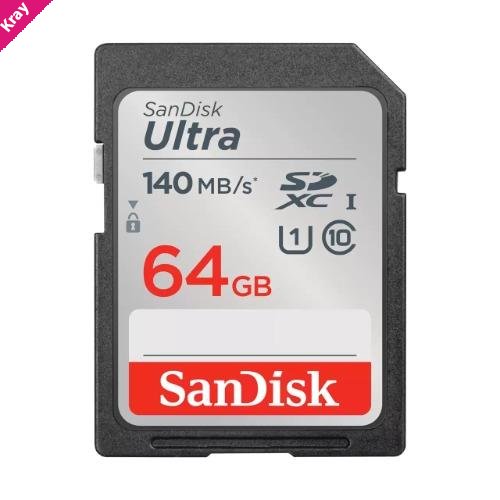 SanDisk Ultra 64GB SDHC SDXC UHS-I Memory Card 140MB/s Full HD Class 10 Speed Shock Proof Temperature Proof Water Proof X-Ray Proof Digital Camera