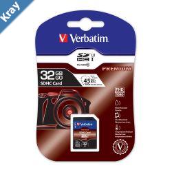 Verbatim SDHC 32GB Class 10 Up to 45MBSec 300X read speed