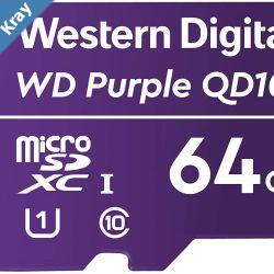 Western Digital WD Purple 64GB MicroSDXC Card 247 25C to 85C Weather  Humidity Resistant for Surveillance IP Cameras mDVRs NVR Dash Cams Drones