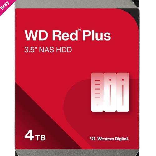Western Digital WD Red Plus 4TB 3.5' NAS HDD SATA III NAS Hard Drive 5400 RPM 128MB Cache 180MB/S 180TB/Year 3Y warranty (WD40EFZZ)