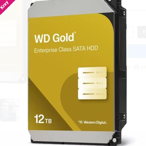 Western Digital Gold 12TB 3.5' Enterprise Class SATA 6 Gb/s HDD 7200 RPM Cache Size  256MB 5-Year Limited Warranty