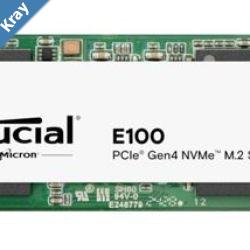 Crucial E100 2TB Gen4 NVMe SSD 50004500 MBs RW 100TBW 350K460K IOPS 1M hrs MTTF M.2 2280 PCIe4 3yrs Crucial P3 Plus