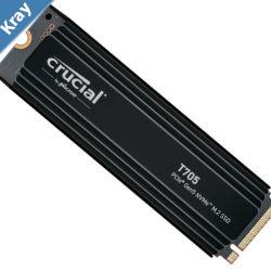Crucial T705 1TB Gen5 NVMe SSD Heatsink  1360010200 MBs RW 600TBW 1400K IOPs 1.5M hrs MTTF DirectStorage for Intel 14th Gen  AMD Ryzen 7000