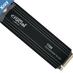 Crucial T705 4TB Gen5 NVMe SSD Heatsink  1410012600 MBs RW 2400TBW 1500K IOPs 1.5M hrs MTTF DirectStorage for Intel 14th Gen  AMD Ryzen 7000