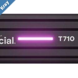Crucial T710 1TB PCIe Gen5 NVMe 2280 SSD w Heatsink  1490013700 MBs RW 600TBW 2.2M IOPs 1.5M hrs MTTF with DirectStorage for Intel  AMD 5yrs