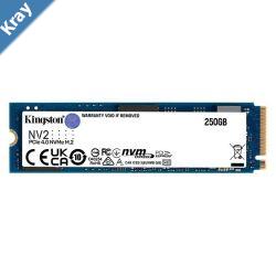 LS Kingston Nv2 250GB M.2 NVMe PCIe 4.0 SSD  30001300MBs 80TBW 1.5 Million Hrs M.2 2280 3Y WTY