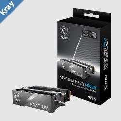 MSI SPATIUM M580 PCIe 5.0 NVMe M.2 FROZR 2TB 4GB LPDDR4 Sequential Read up to 14600MBs Sequential Write up to 12700MBs 1400 TBW 5 Year Warranty