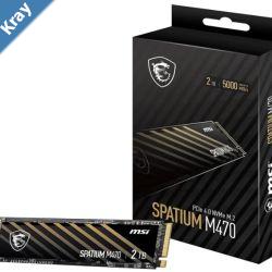 MSI SPATIUM M470 PRO PCIe 4.0 NVMe M.2 2TB SSD Sequential Read up to 6000MBs Sequential Write up to 5000MBs 640 TBW 5 Year Warranty LS