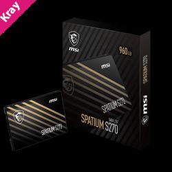 MSI SPATIUM S270 SATA 2.5' 960GB,  PHISON S11, 3D NAND, SATA III 6Gbps, Sequential Read up to 500MB/s, Sequential Write up to 450MB/s, 250 TBW, 5Y WTY