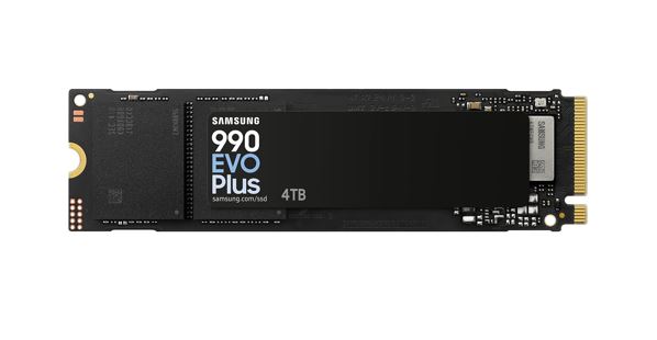 Samsung 990 EVO Plus 4TB PCIe Gen5 NVMe SSD 7250MBs 6300MBs RW 1050K1400K IOPS 2400TBW 1.5M hrs VNAND TLC AES 256bit Encryption 5yr wty