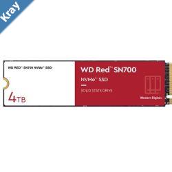 Western Digital WD Red SN700 4TB NVMe NAS SSD 3400MBs 3100MBs RW 5100TBW 550K520K IOPS M.2 Gen3x4 1.75M hrs MTBF 5yrs wty