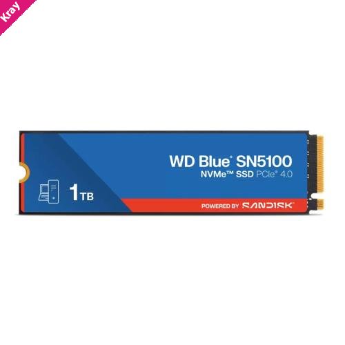 Western Digital WD Blue SN5100 NVMe™ SSD - 1TB, M.2 2280, PCIe Gen4, Read 7100MB/s, Write 6700MB/s, 1000K/1300K IOPS, TBW 600, 5yr Warranty