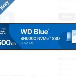 Western Digital WD Blue SN5000 NVMe 500GB SSD M.2 2280 5000MBs R 4000MBs W 460K IOPS R  770K IOPS W PCIe Gen4 x4 5Y Warranty