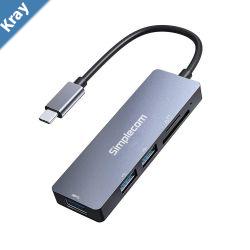 Simplecom CH255 USBC 5in1 Multiport Adapter 3Port USBA Hub with SD MicroSD Card Reader