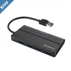 Simplecom CH329 Portable 4 Port USB 3.2 Gen1 USB 3.0 5Gbps Hub with Cable Storage  Black