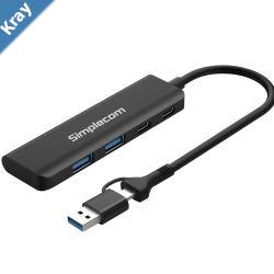 Simplecom CH385 SuperSpeed USBA and USBC 4Port Combo Hub USB 3.2 Gen 1 2x USBA and 2x USBC Ports